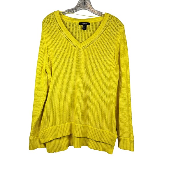 Style & Co 100% Cotton Soft Knit Sweater, Yellow, Size XL - Picture 1 of 6